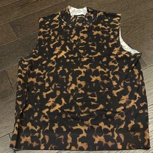 Theory Brown and Black Animal Print Top